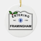 Framingham MA Keramisch Ornament (Voorkant)