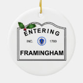 Framingham MA Keramisch Ornament (Achterkant)