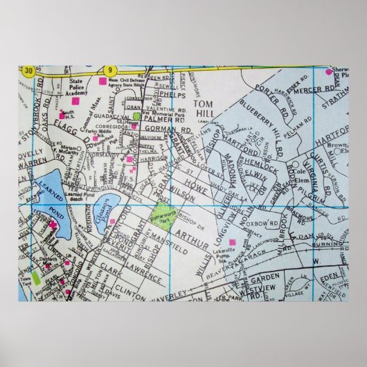 Framingham, MA  Map Poster (Voorkant)