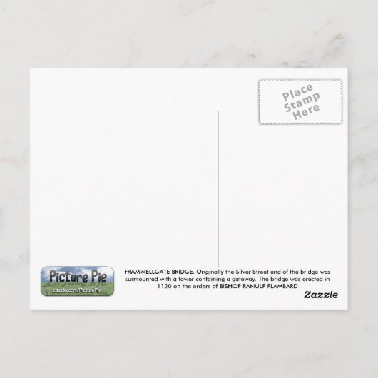 Framwelgate Bridge Briefkaart (Achterkant)