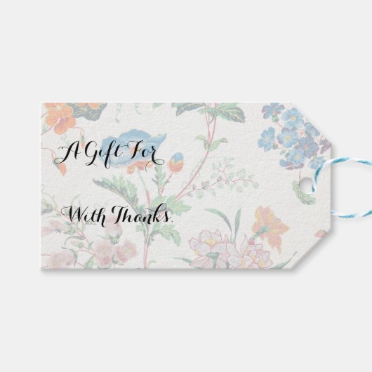 France 1830 Floral Antique Wallpaper Cadeaulabel (Voorkant (Horizontaal))