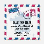 France Air Mail Bar Mitzvah Sla de datum op Magneet (Voorkant)