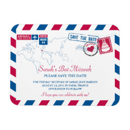 FRANCE Air Mail Bat Mitzvah Bewaar de datum 3x4 Magneet