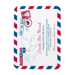 FRANCE Air Mail Bat Mitzvah Bewaar de datum 3x4 Magneet