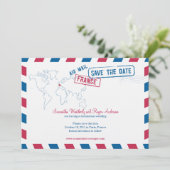 France Air Mail Wedding Save the Date (Staand voorkant)