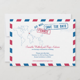 France Air Mail Wedding Save the Date