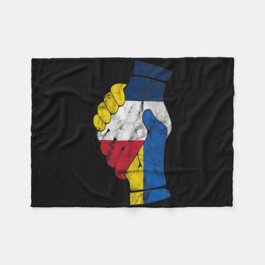 France And Ukraine Friendship Handshake Flags Vint Fleece Deken (Voorkant (Horizontaal))