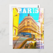 France Architecture French Street Old Car Paris Briefkaart (Voorkant / Achterkant)