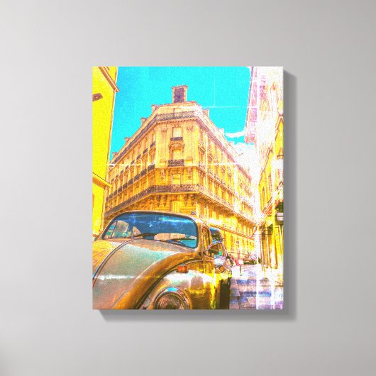 France Architecture French Street Old Car Paris Canvas Afdruk (Voorkant)