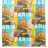 France Architecture French Street Old Car Paris Douchegordijn (Voorkant)