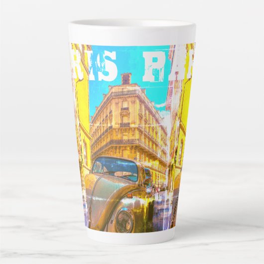 France Architecture French Street Old Car Paris Latte Mok (Voorkant)