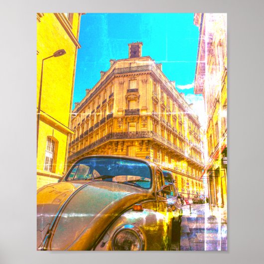 France Architecture French Street Old Car Paris Poster (Voorkant)