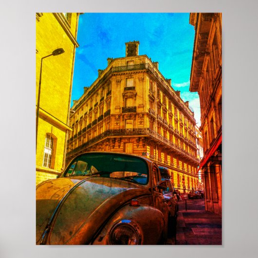 France Architecture French Street Old Car Paris Poster (Voorkant)
