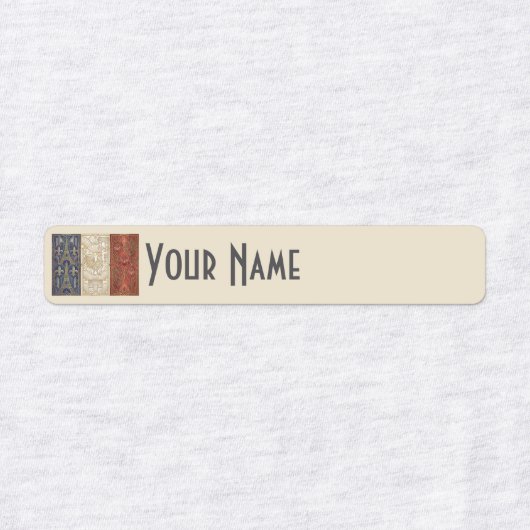 France Art Deco Flag | Custom Iron-On Name Label (Design 2)