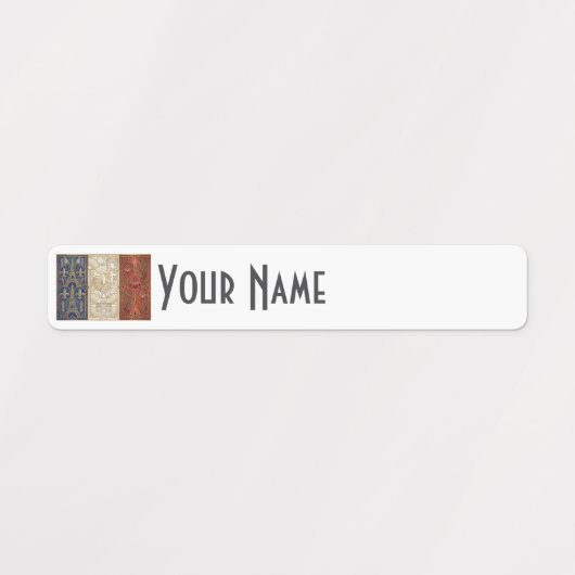 France Art Deco Flag Custom Waterproof Name Label (Design 1)