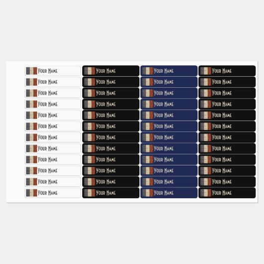 France Art Deco Flag Custom Waterproof Name Label (Vel)