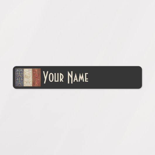 France Art Deco Flag Custom Waterproof Name Label (Design 2)