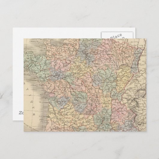 France Atlas Map Briefkaart (Voorkant / Achterkant)