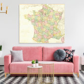 France Atlas Map met Bishops Canvas Afdruk (Insitu (Woonkamer))