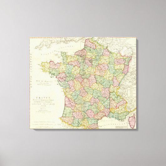 France Atlas Map met Bishops Canvas Afdruk (Voorkant)