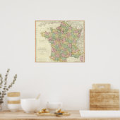 France Atlas Map met Bishops Poster (Keuken)