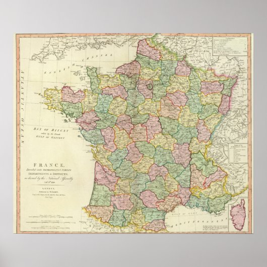 France Atlas Map met Bishops Poster (Voorkant)