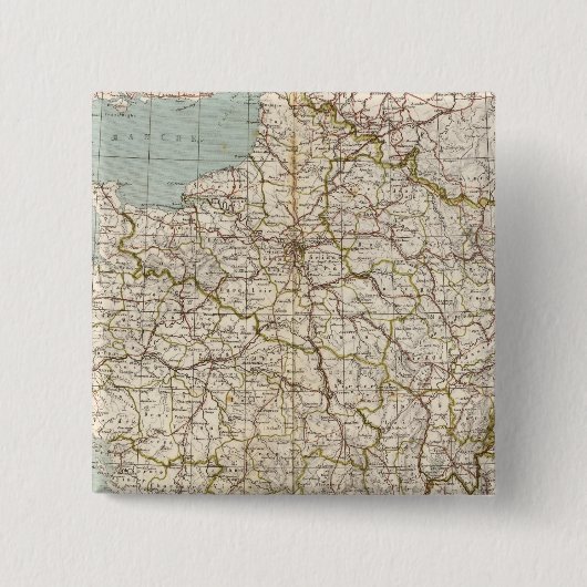 France Atlas Map Vierkante Button 5,1 Cm (Voorkant)