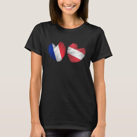 France Austria Heart French Flag Austrian Flag Gru T-shirt (Voorkant)