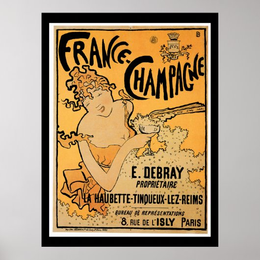 France Champagne Vintage Wine Drink Ad Art Poster (Voorkant)