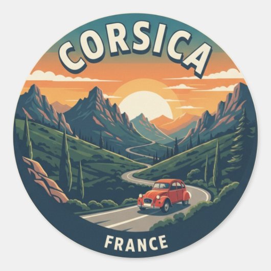 France Corsica Travel Ronde Sticker (Voorkant)