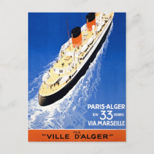 France Cruise Vintage Travel Poster teruggezet Briefkaart