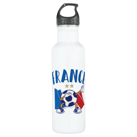 France Dabbing Soccer Ball Flag 2 stars Waterfles (Voorkant)