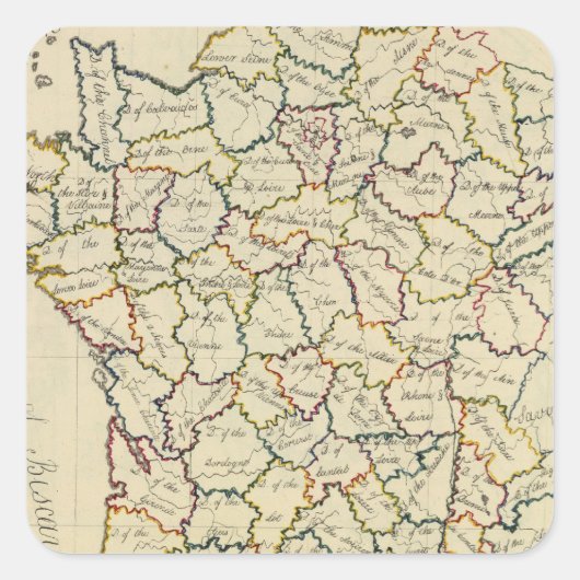 France departments vierkante sticker (Voorkant)
