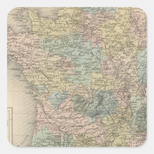 France Feodale Vierkante Sticker (Voorkant)