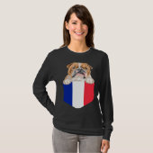 France Flag Bulldog Dog In Pocket T-shirt (Voorkant volledig)
