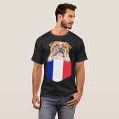 France Flag Bulldog Dog In Pocket T-shirt (Voorkant volledig)
