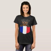 France Flag Rottweiler Dog In Pocket T-shirt (Voorkant volledig)