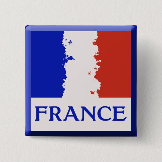 FRANCE FLAG VIERKANTE BUTTON 5,1 CM (Voorkant)