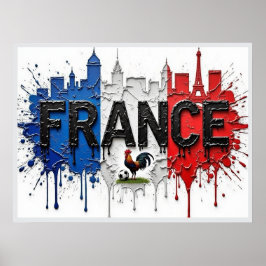 France Football Citiscape Oil Painting Style Art Poster