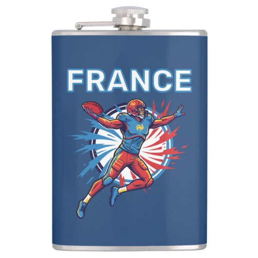 France Football Dynamic Quarterback Patriotic Art Heupfles (Voorkant)
