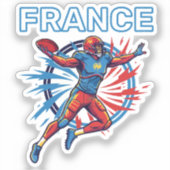 France Football Dynamic Quarterback Patriotic Art Sticker (Voorkant)