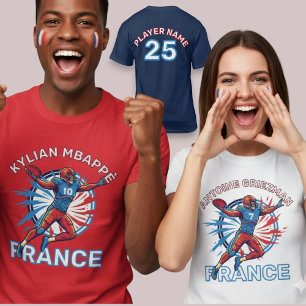 France Football Dynamische Quarterback Patriottisc T-shirt