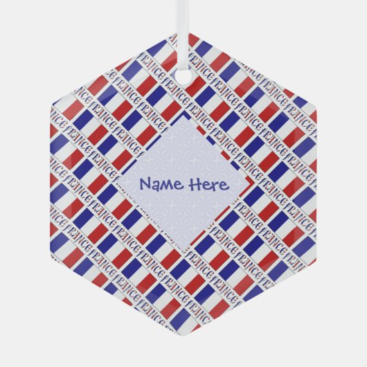 France French Flag Blue Personalized Glas Ornament (Voorkant)