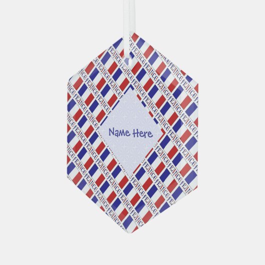 France French Flag Blue Personalized  Glas Ornament (Voorkant links)