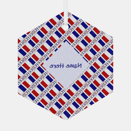 France French Flag Blue Personalized Glas Ornament (Achterkant)