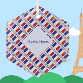 France French Flag Blue Personalized Glas Ornament