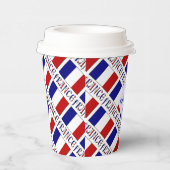 France French Flag Tiled Blue Personalized Name Papieren Bekers (Rechts)