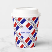 France French Flag Tiled Blue Personalized Name Papieren Bekers (Voorkant)