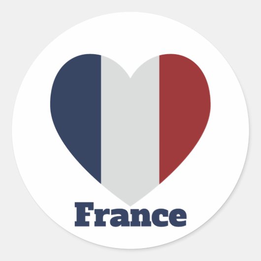 France Heart Flag Ronde Sticker (Voorkant)