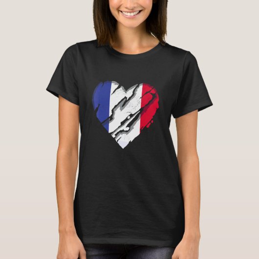France Heart French Flag French Pride T-shirt (Voorkant)